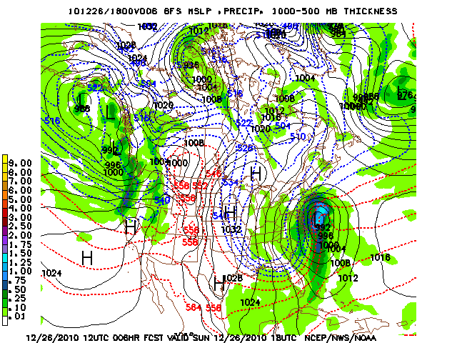 image of MSLP 1000 - 500mb