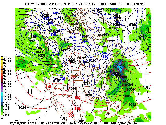 image of MSLP 1000 - 500mb