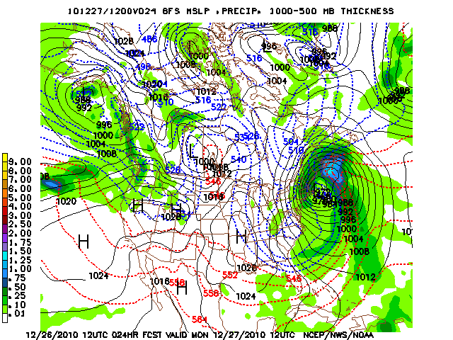 image of MSLP 1000 - 500mb