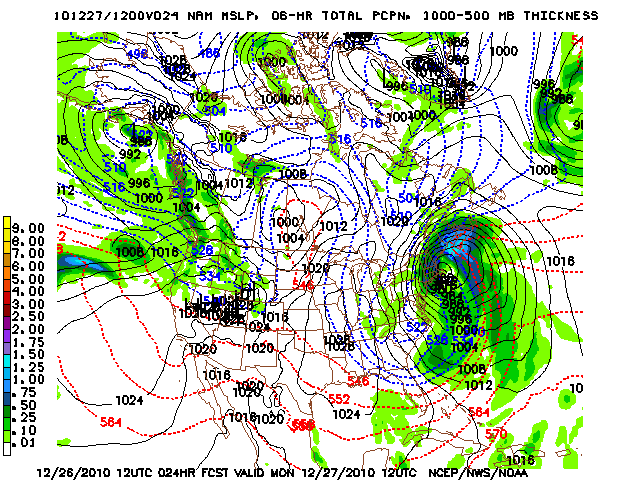 image of MSLP 1000 - 500mb