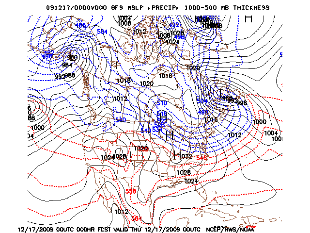 image of MSLP 1000 - 500mb