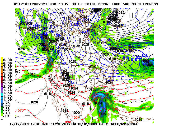 image of MSLP 1000 - 500mb