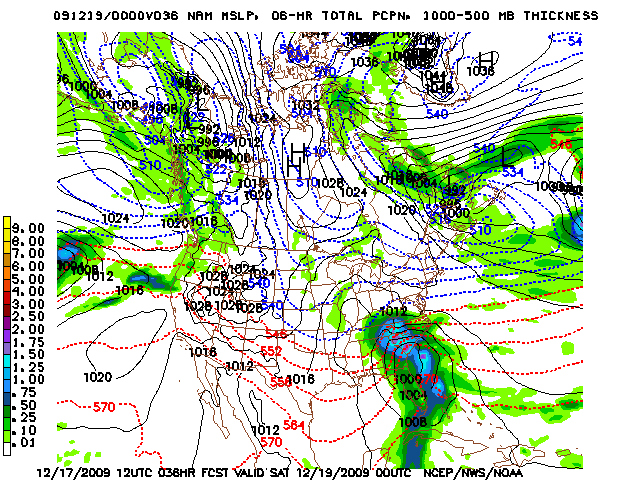 image of MSLP 1000 - 500mb