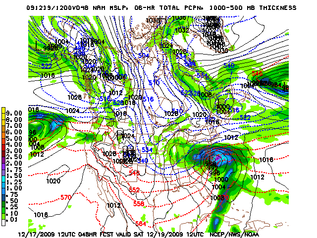 image of MSLP 1000 - 500mb