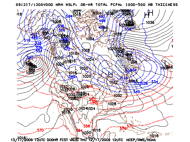 image of MSLP 1000 - 500mb