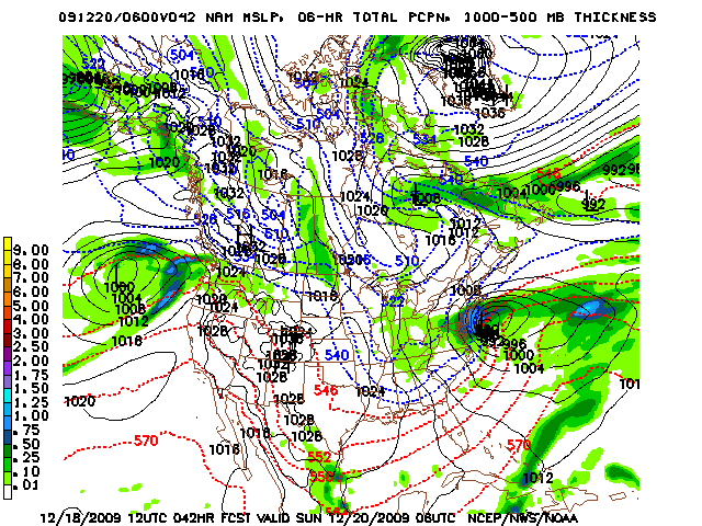 image of MSLP 1000 - 500mb