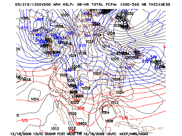 image of MSLP 1000 - 500mb