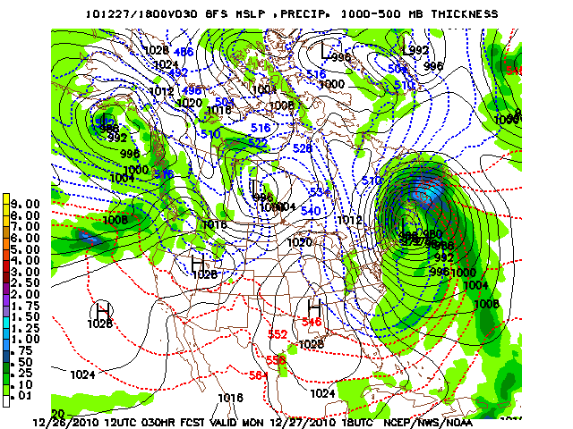 image of MSLP 1000 - 500mb