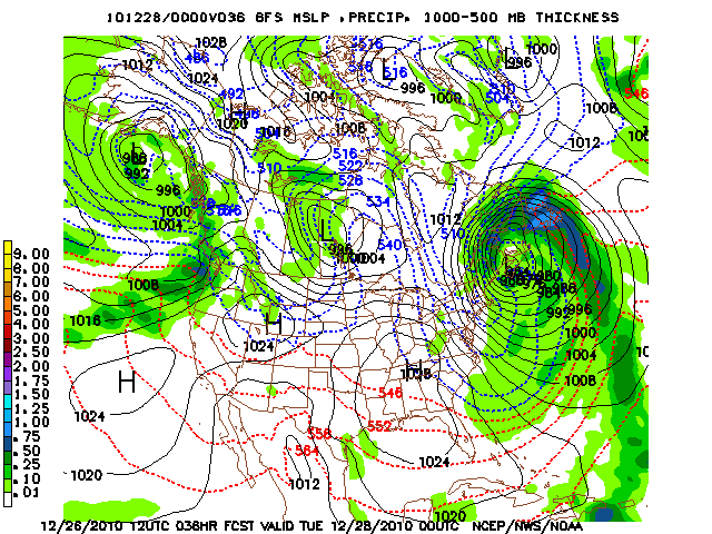 image of MSLP 1000 - 500mb