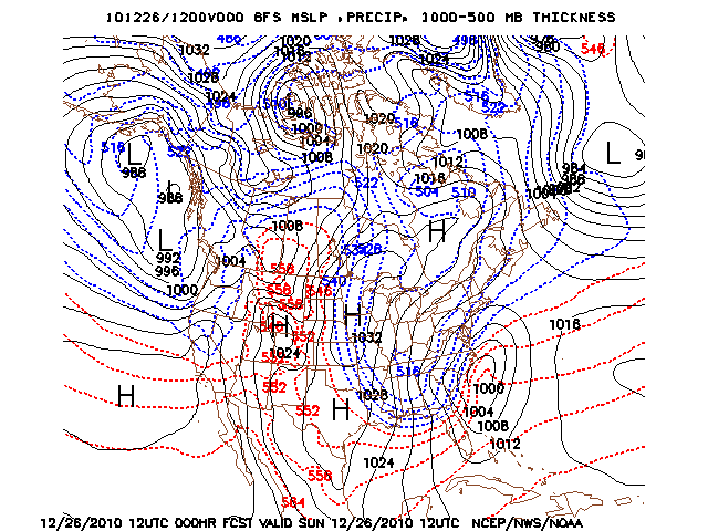 image of MSLP 1000 - 500mb