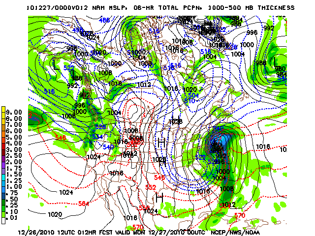 image of MSLP 1000 - 500mb