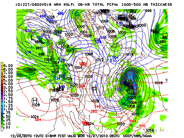 image of MSLP 1000 - 500mb