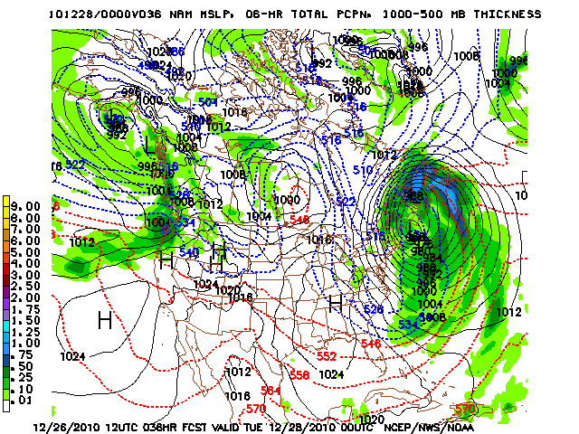 image of MSLP 1000 - 500mb