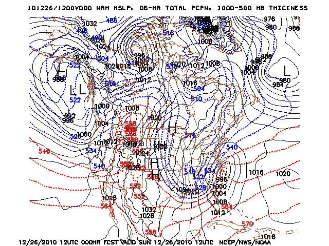 image of MSLP 1000 - 500mb