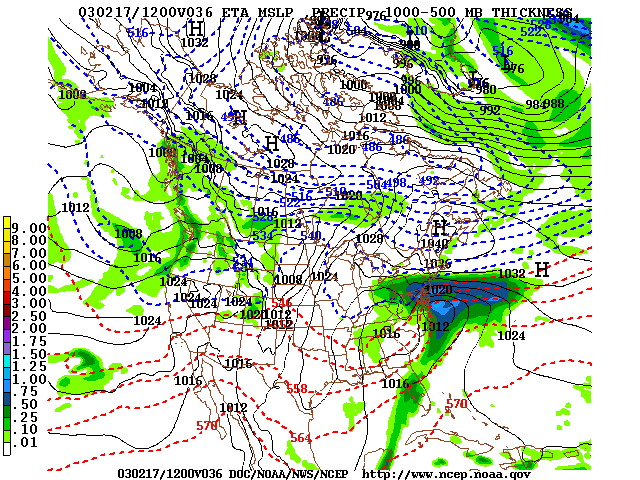 image of MSLP 1000 - 500mb