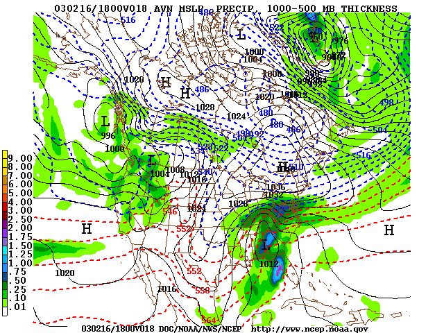 image of MSLP 1000 - 500mb