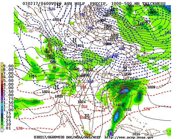 image of MSLP 1000 - 500mb