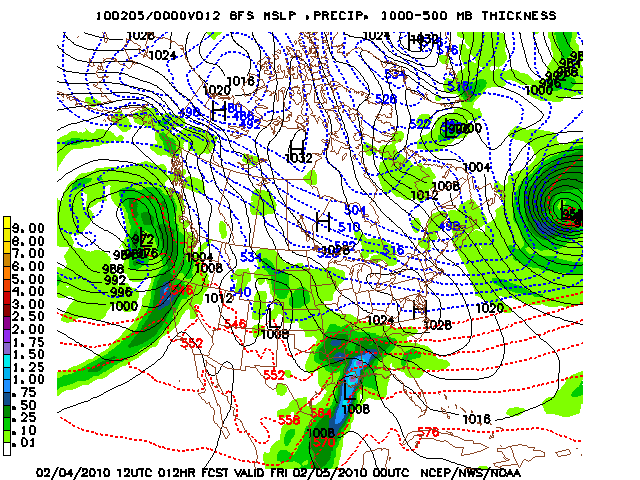 image of MSLP 1000 - 500mb