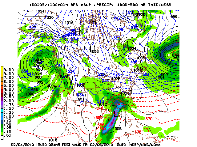 image of MSLP 1000 - 500mb