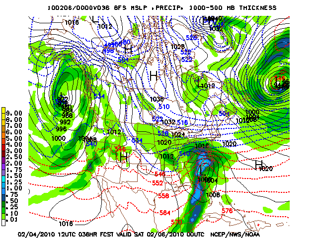 image of MSLP 1000 - 500mb