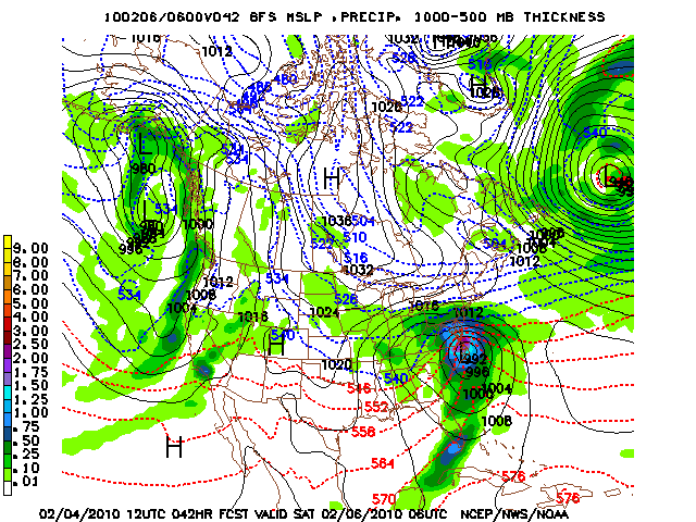 image of MSLP 1000 - 500mb