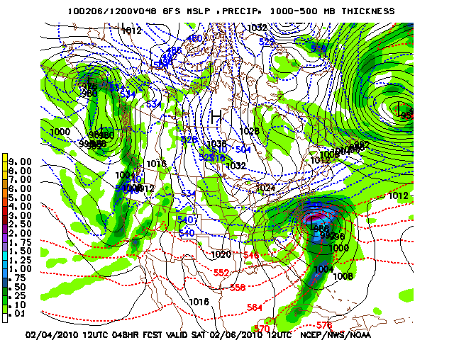 image of MSLP 1000 - 500mb