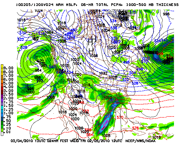 image of MSLP 1000 - 500mb