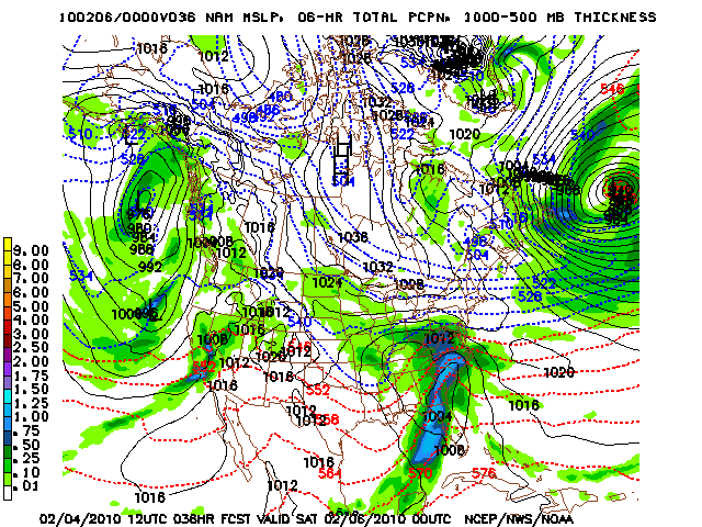 image of MSLP 1000 - 500mb