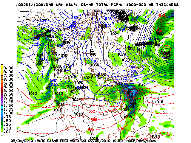 image of MSLP 1000 - 500mb