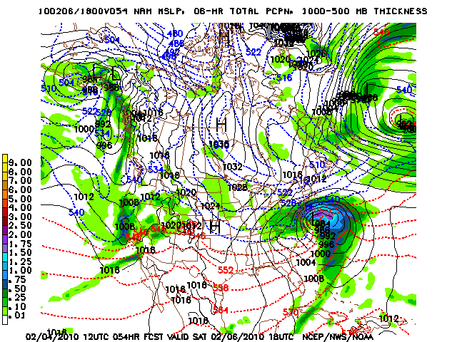 image of MSLP 1000 - 500mb