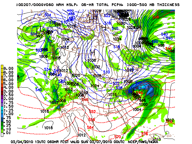 image of MSLP 1000 - 500mb