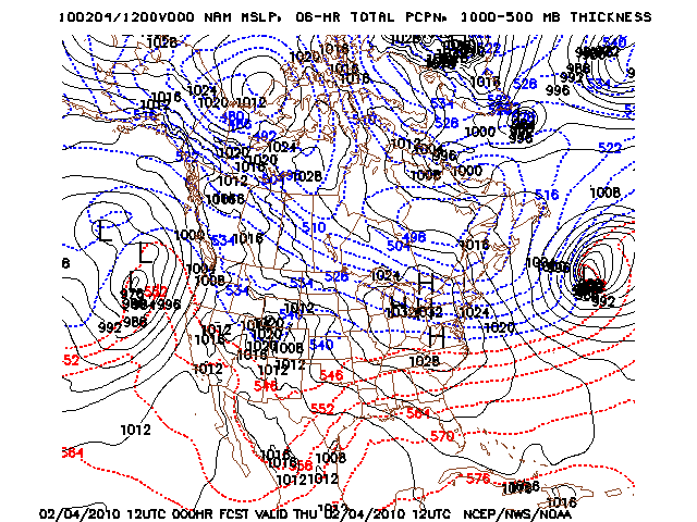 image of MSLP 1000 - 500mb