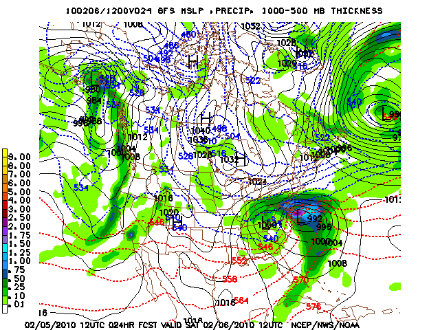 image of MSLP 1000 - 500mb