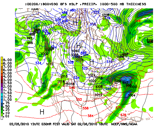 image of MSLP 1000 - 500mb