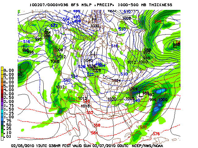 image of MSLP 1000 - 500mb