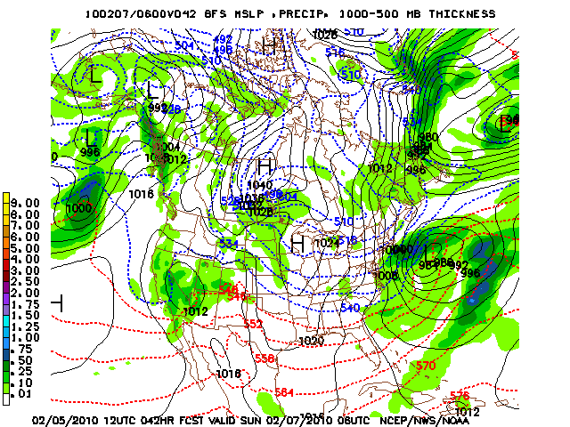 image of MSLP 1000 - 500mb