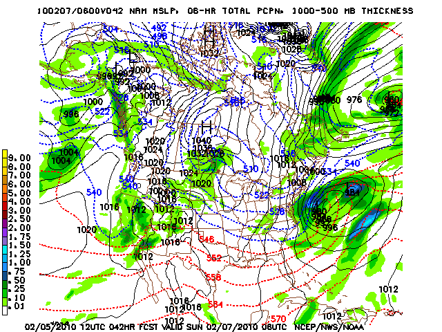 image of MSLP 1000 - 500mb