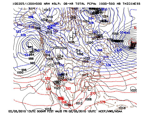 image of MSLP 1000 - 500mb