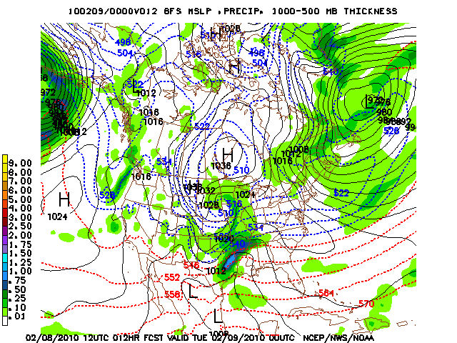 image of MSLP 1000 - 500mb