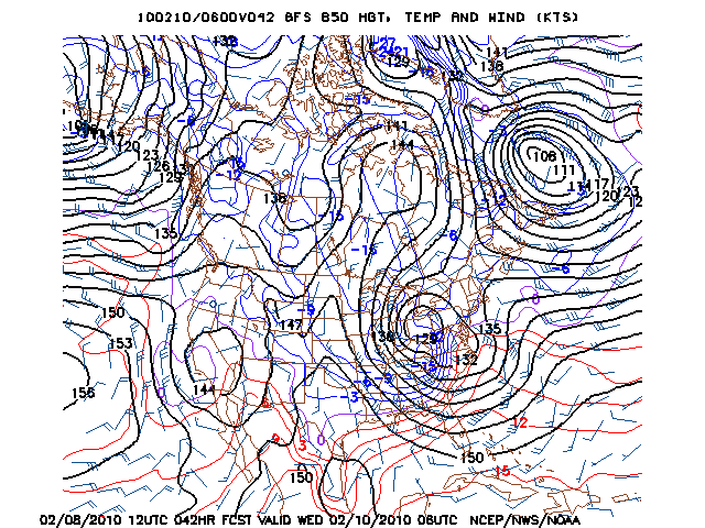 image of 850mb Temp, Ht