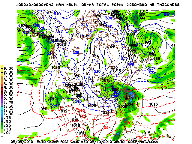 image of MSLP 1000 - 500mb