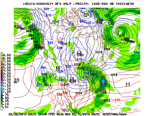 image of MSLP 1000 - 500mb