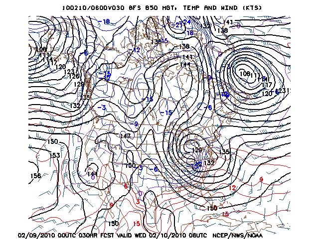 image of 850mb Temp, Ht