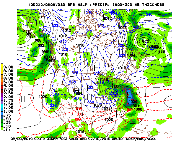 image of MSLP 1000 - 500mb