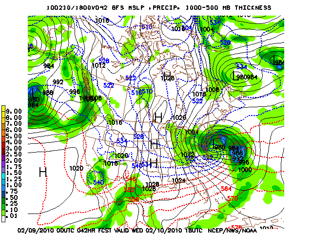 image of MSLP 1000 - 500mb