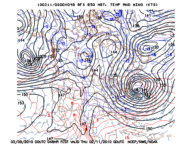 image of 850mb Temp, Ht