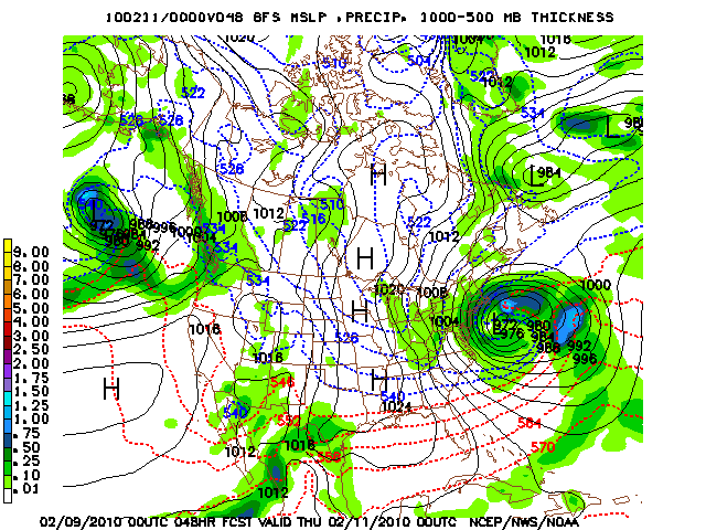 image of MSLP 1000 - 500mb