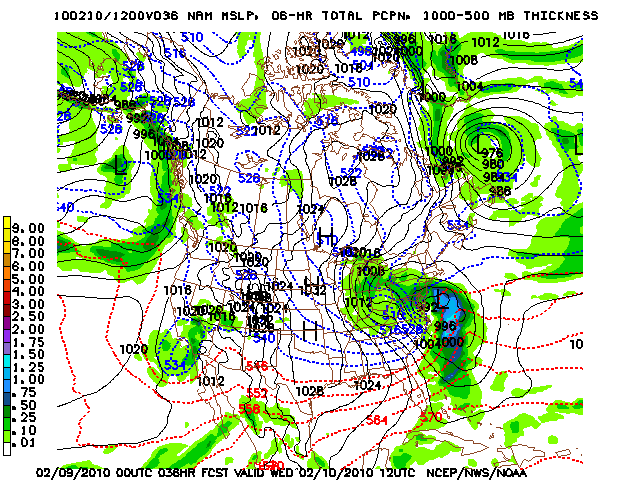 image of MSLP 1000 - 500mb