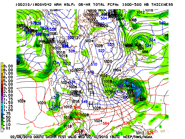 image of MSLP 1000 - 500mb