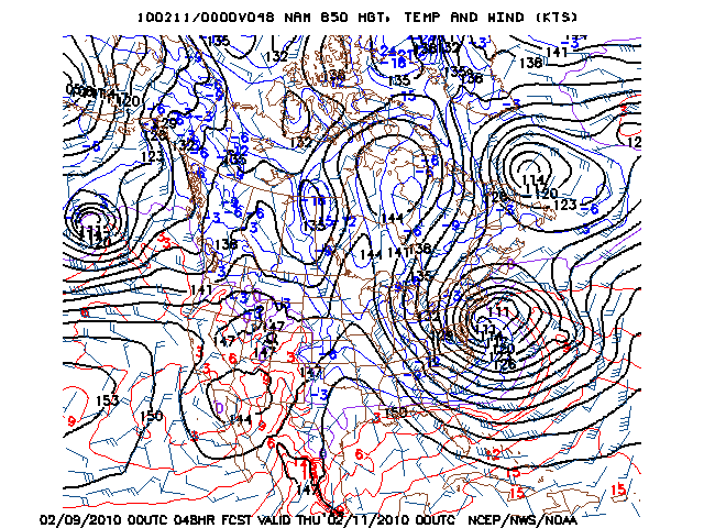 image of 850mb Temp, Ht